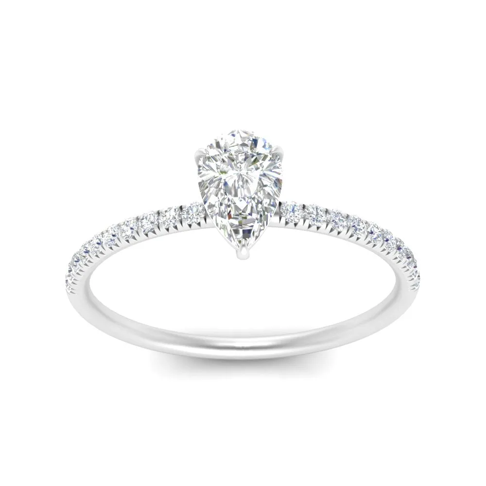 0.50 To 5 Carat Pave Petite Engagement Ring Lab Diamond IGI Certified 14K Gold
