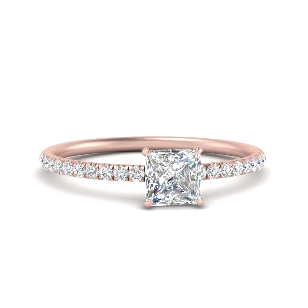 0.50 To 5 Carat Pave Petite Engagement Ring Lab Diamond IGI Certified 14K Gold
