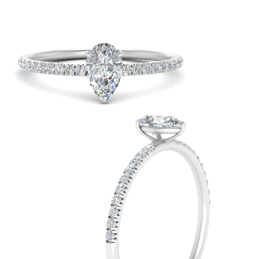 0.50 To 5 Carat Pave Petite Engagement Ring Lab Diamond IGI Certified 14K Gold