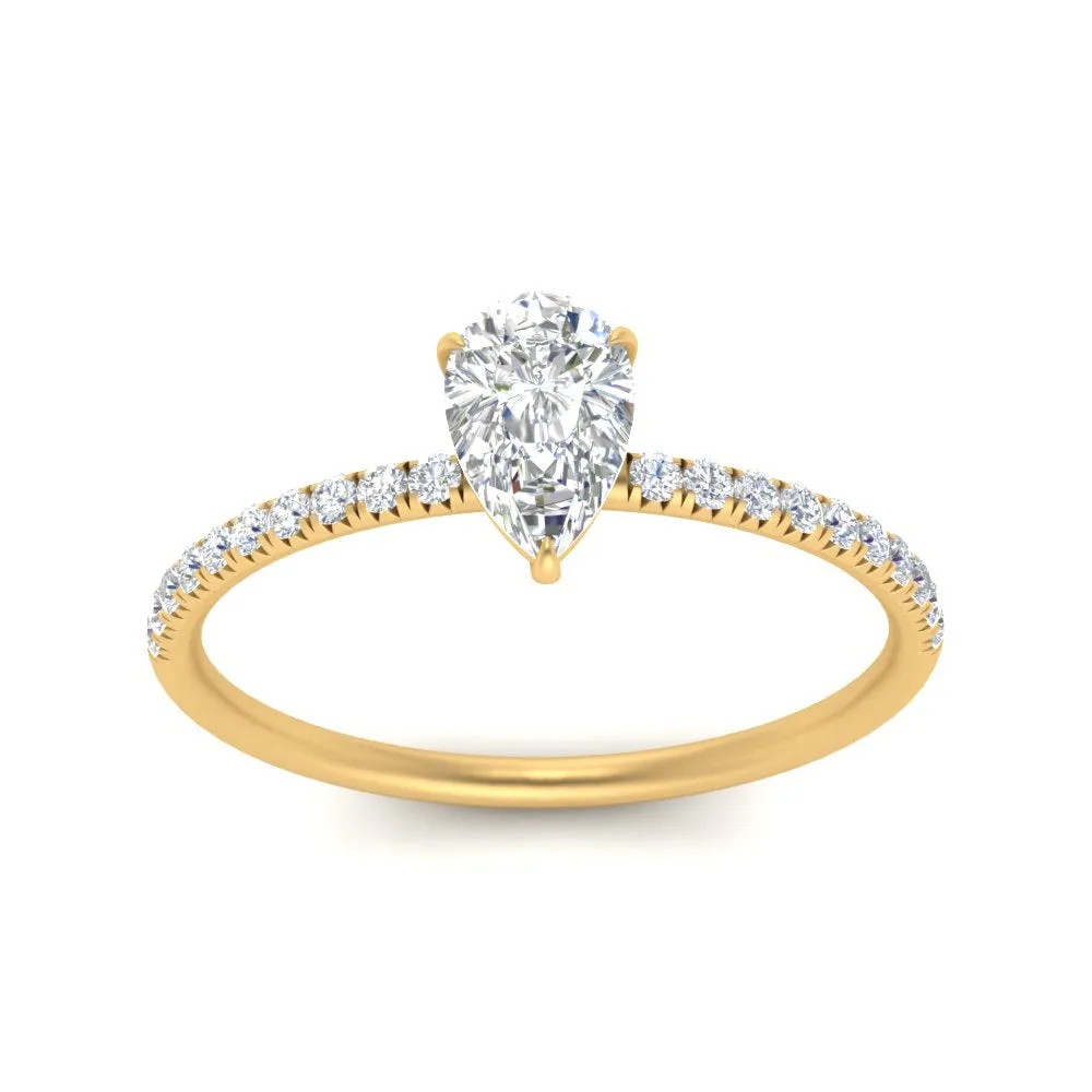 0.50 To 5 Carat Pave Petite Engagement Ring Lab Diamond IGI Certified 14K Gold