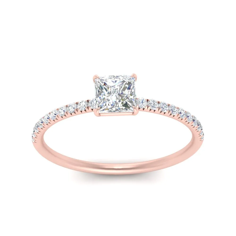 0.50 To 5 Carat Pave Petite Engagement Ring Lab Diamond IGI Certified 14K Gold