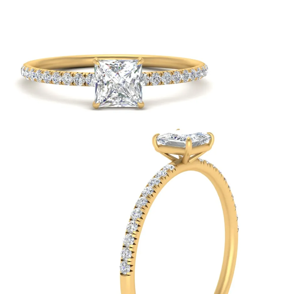 0.50 To 5 Carat Pave Petite Engagement Ring Lab Diamond IGI Certified 14K Gold