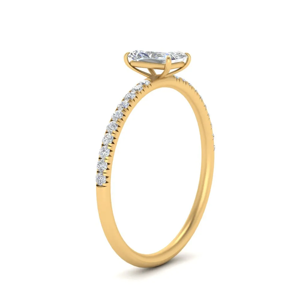 0.50 To 5 Carat Pave Petite Engagement Ring Lab Diamond IGI Certified 14K Gold