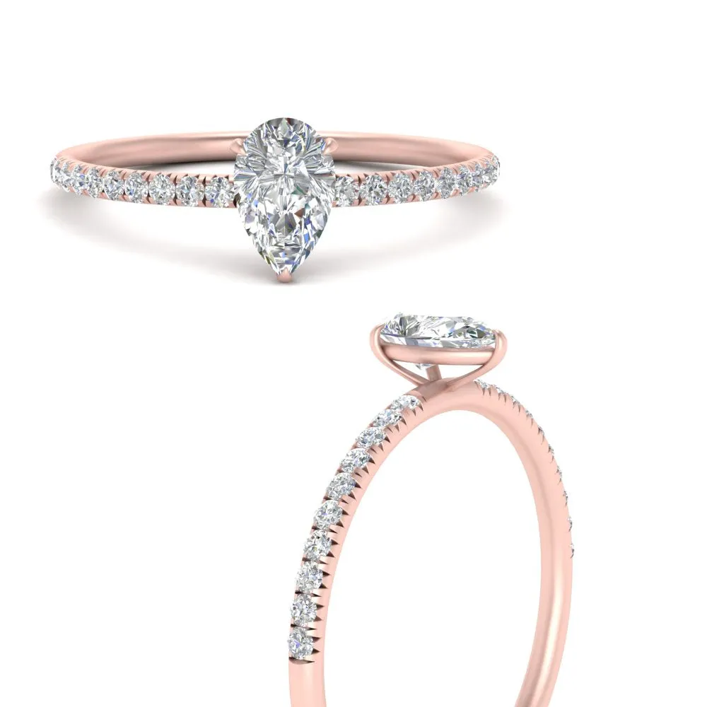 0.50 To 5 Carat Pave Petite Engagement Ring Lab Diamond IGI Certified 14K Gold