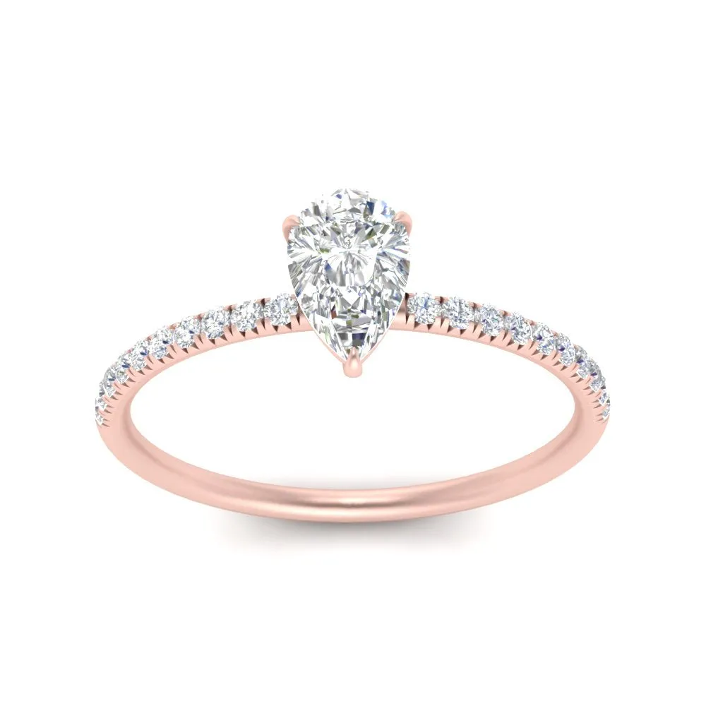 0.50 To 5 Carat Pave Petite Engagement Ring Lab Diamond IGI Certified 14K Gold