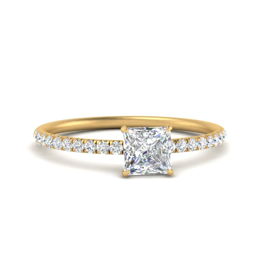 0.50 To 5 Carat Pave Petite Engagement Ring Lab Diamond IGI Certified 14K Gold