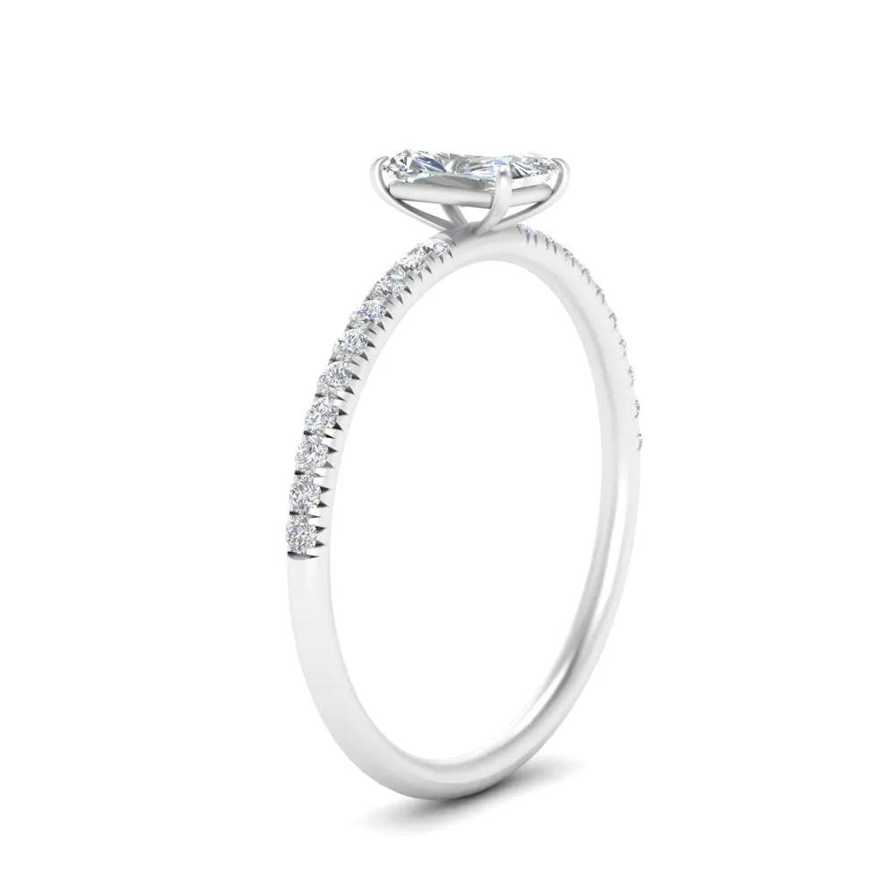 0.50 To 5 Carat Pave Petite Engagement Ring Lab Diamond IGI Certified 14K Gold