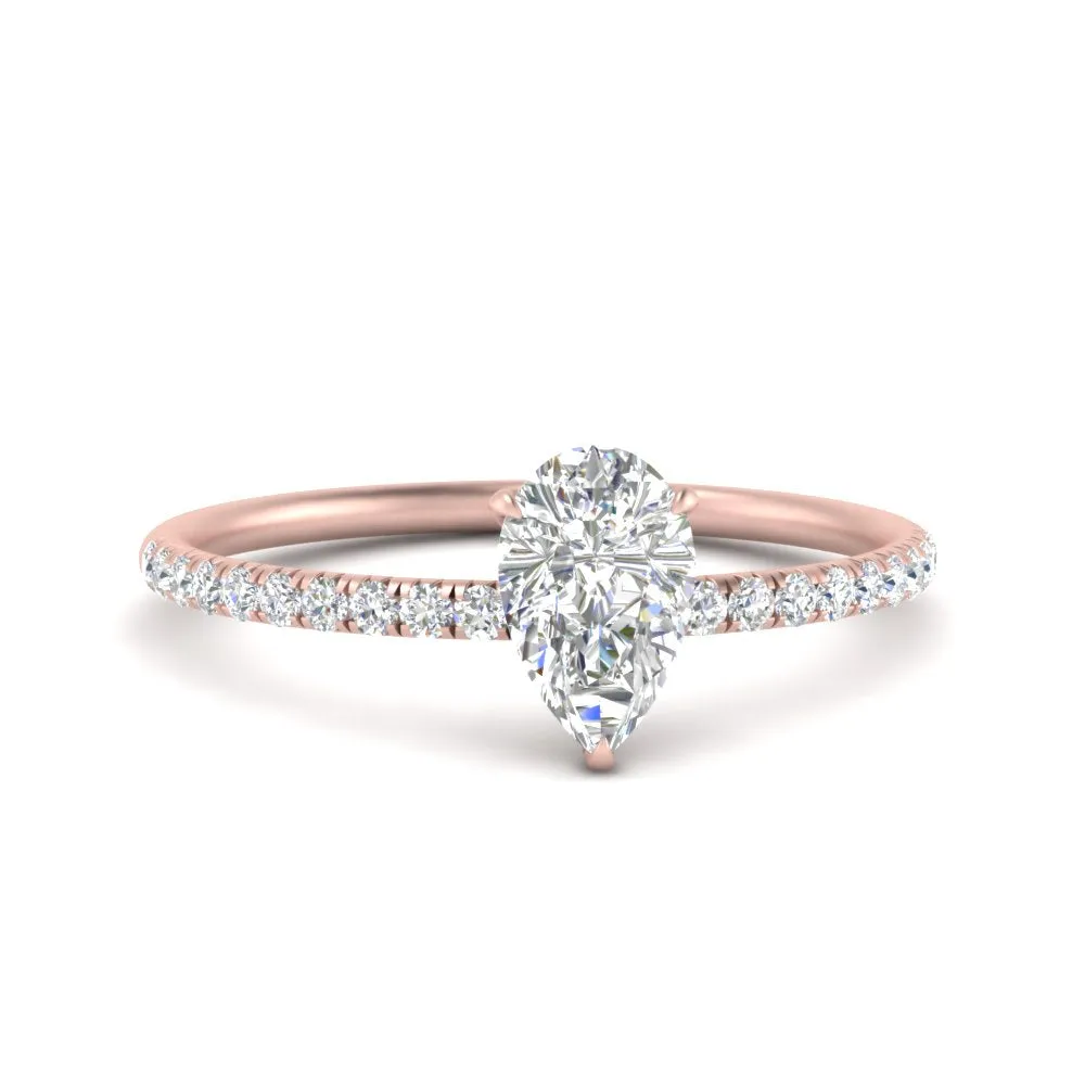 0.50 To 5 Carat Pave Petite Engagement Ring Lab Diamond IGI Certified 14K Gold