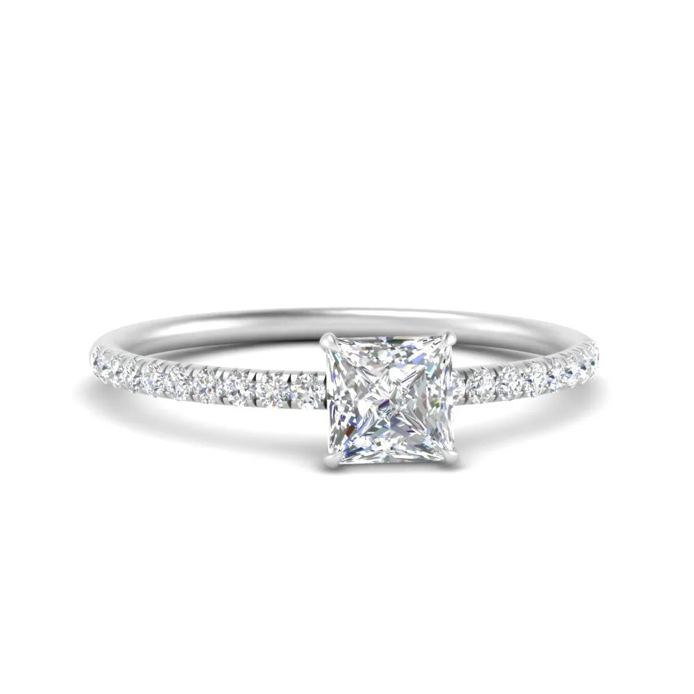 0.50 To 5 Carat Pave Petite Engagement Ring Lab Diamond IGI Certified 14K Gold