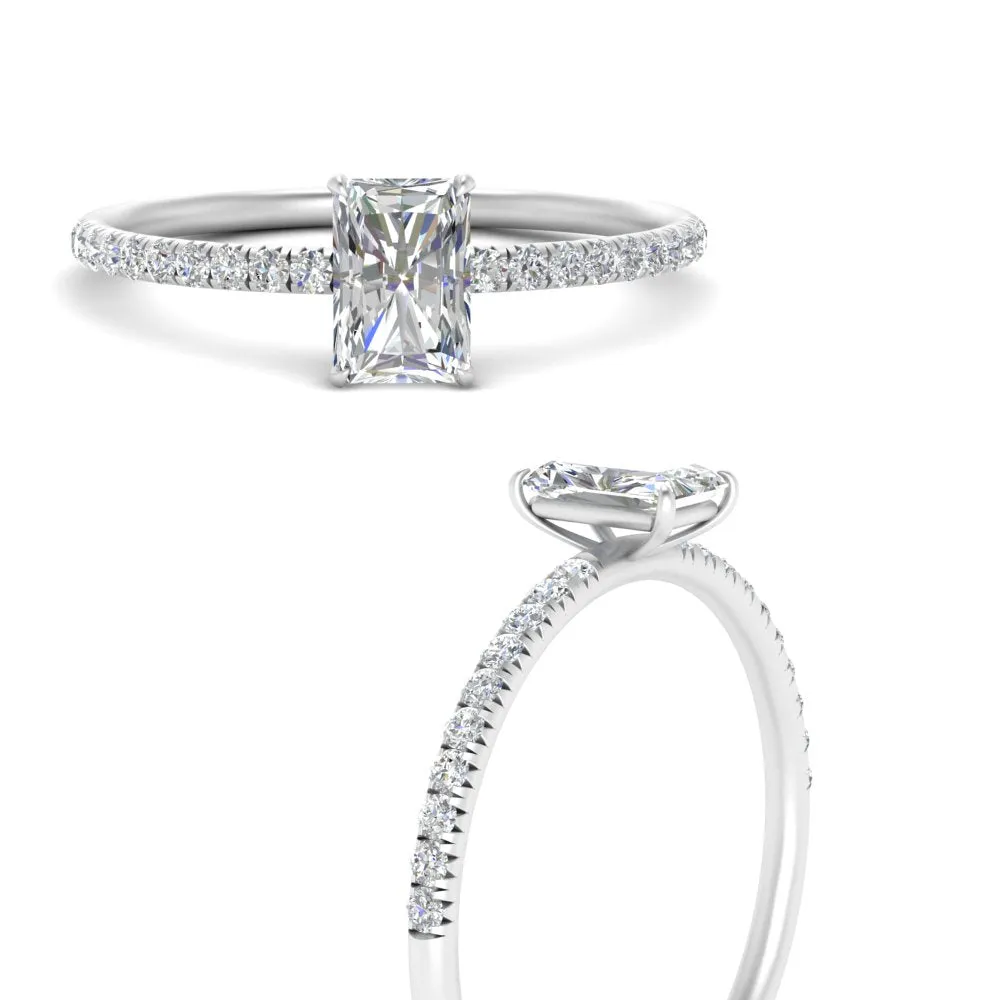 0.50 To 5 Carat Pave Petite Engagement Ring Lab Diamond IGI Certified 14K Gold