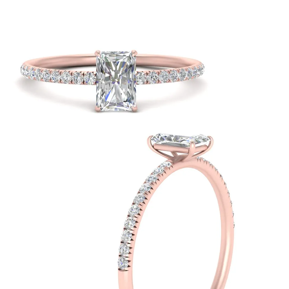 0.50 To 5 Carat Pave Petite Engagement Ring Lab Diamond IGI Certified 14K Gold