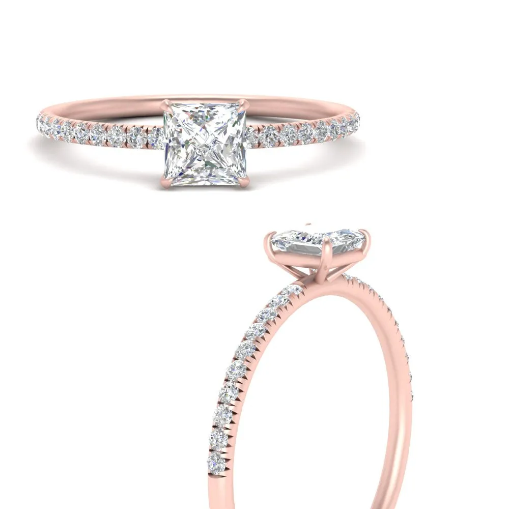 0.50 To 5 Carat Pave Petite Engagement Ring Lab Diamond IGI Certified 14K Gold