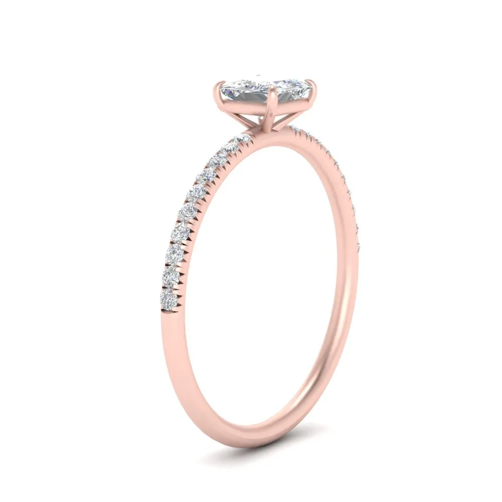 0.50 To 5 Carat Pave Petite Engagement Ring Lab Diamond IGI Certified 14K Gold
