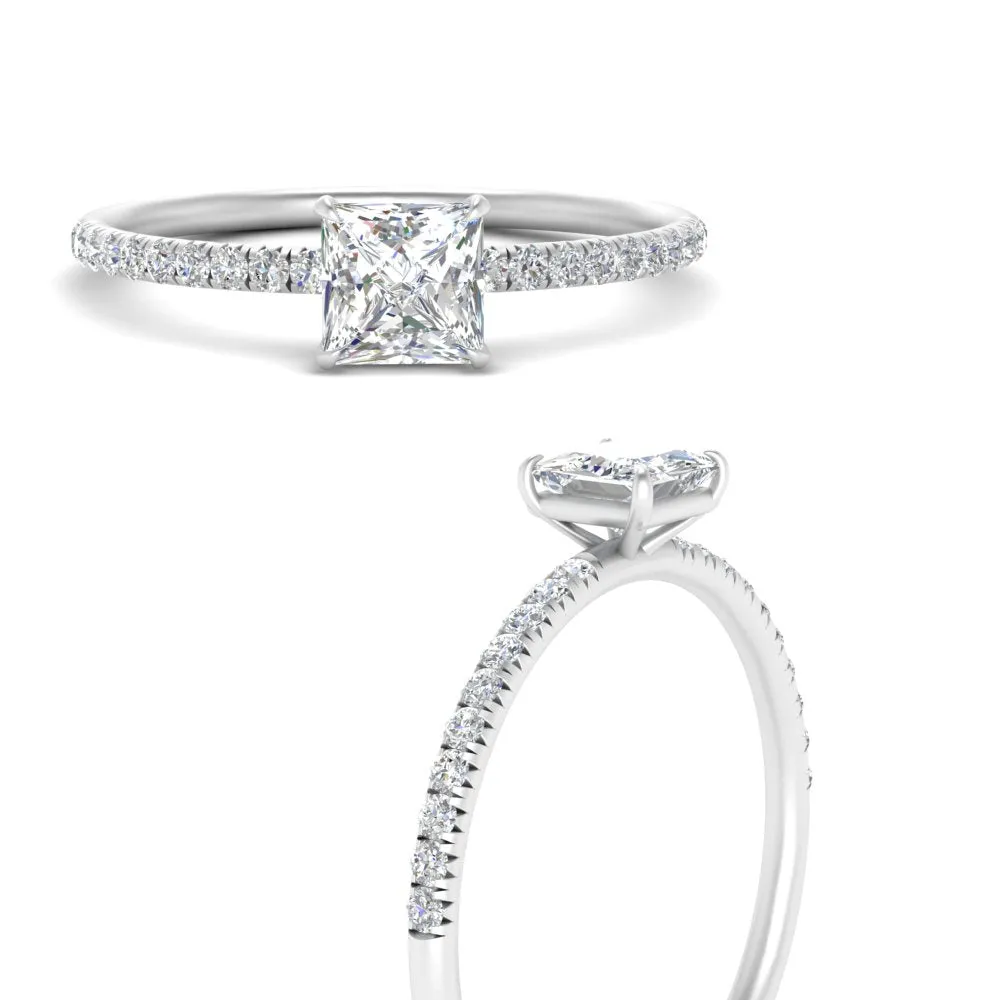 0.50 To 5 Carat Pave Petite Engagement Ring Lab Diamond IGI Certified 14K Gold