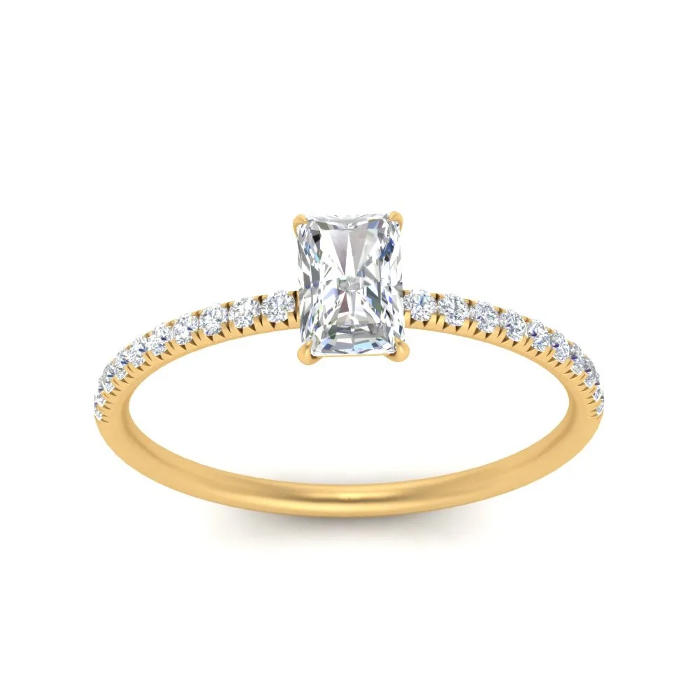 0.50 To 5 Carat Pave Petite Engagement Ring Lab Diamond IGI Certified 14K Gold