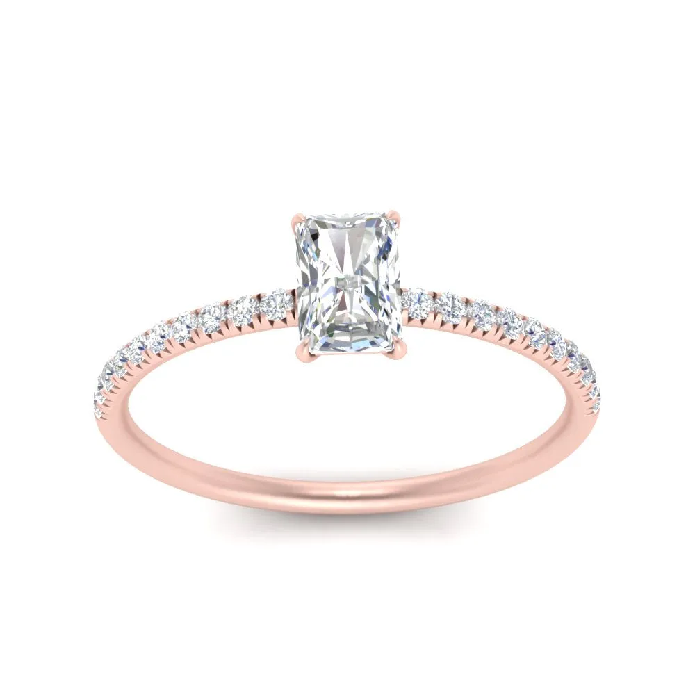 0.50 To 5 Carat Pave Petite Engagement Ring Lab Diamond IGI Certified 14K Gold