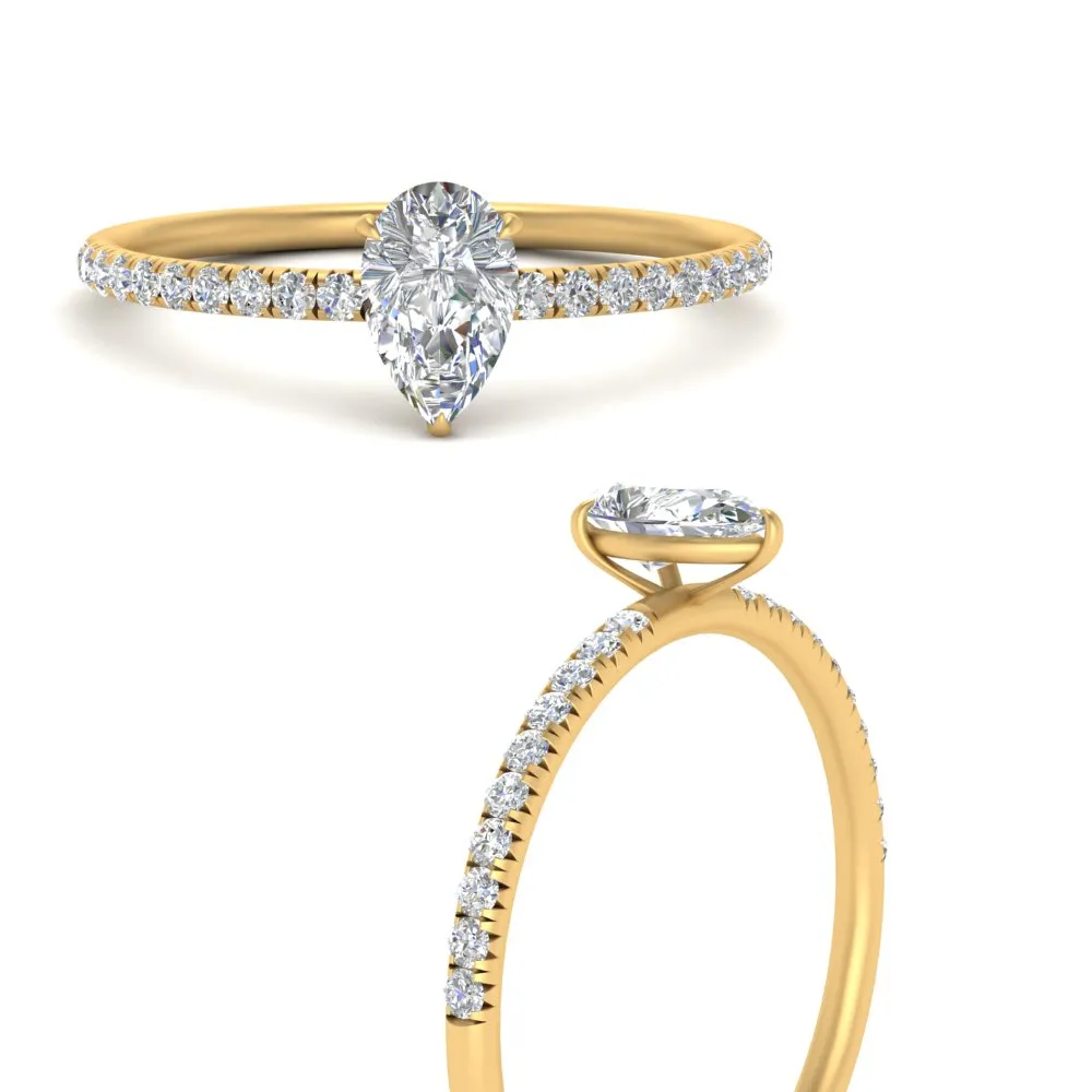 0.50 To 5 Carat Pave Petite Engagement Ring Lab Diamond IGI Certified 14K Gold