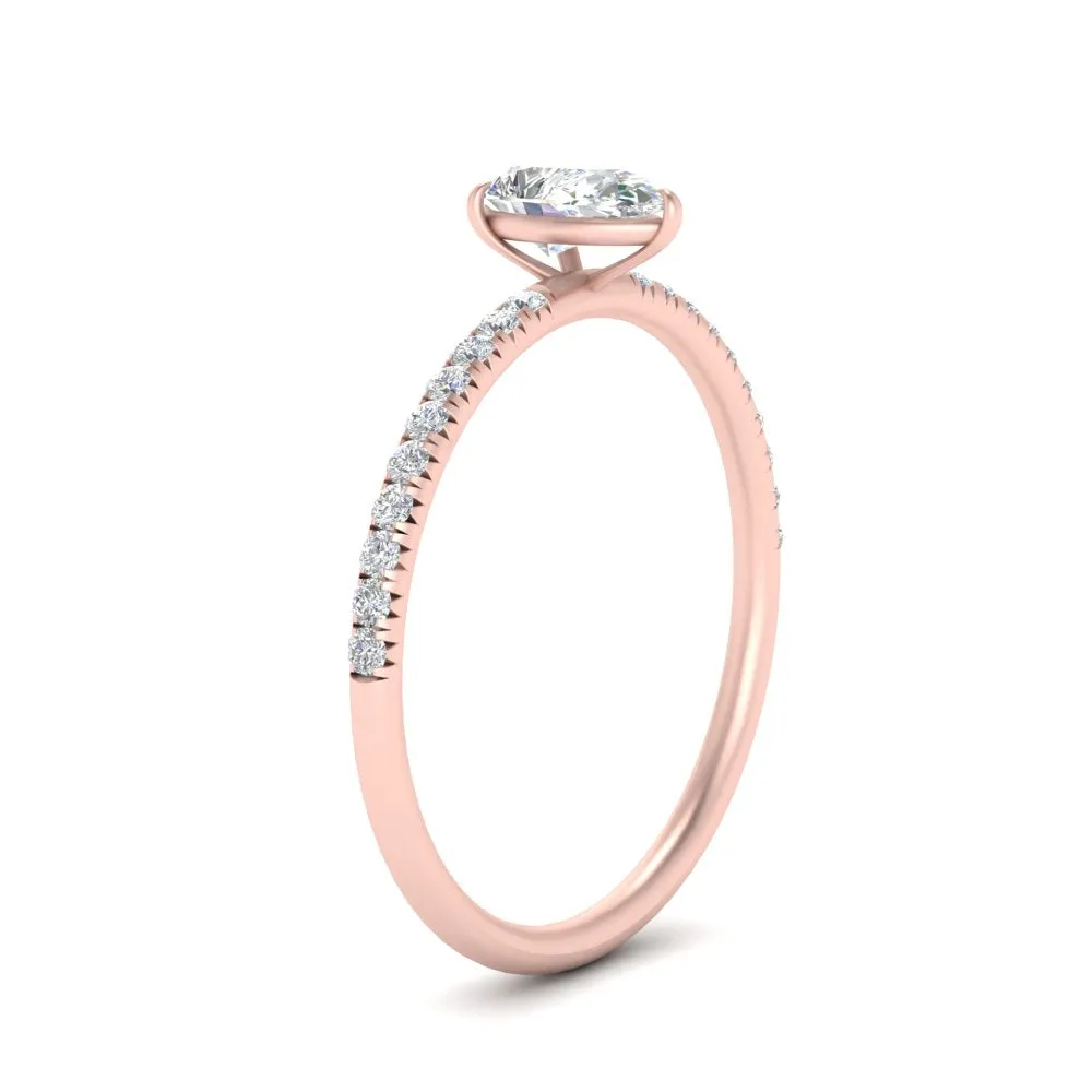 0.50 To 5 Carat Pave Petite Engagement Ring Lab Diamond IGI Certified 14K Gold
