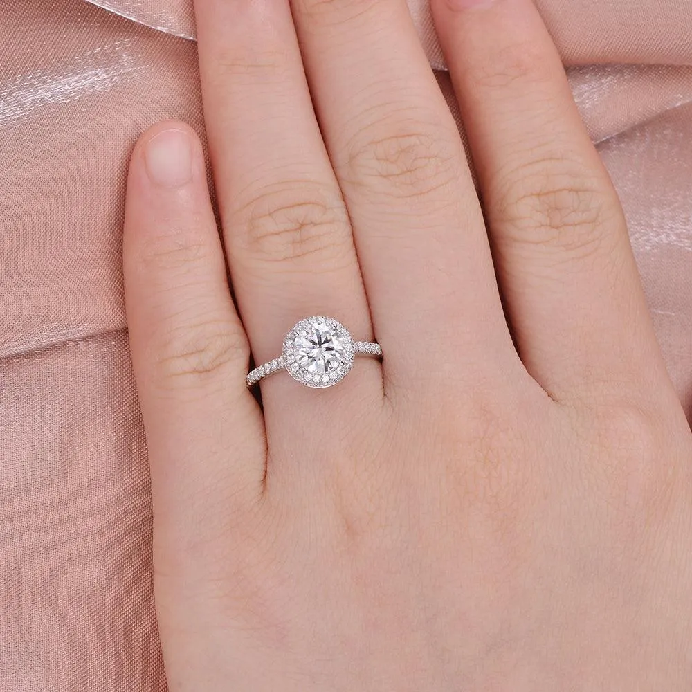 1.0ct Aura Round Brilliant Moissanite Classic Halo Ring