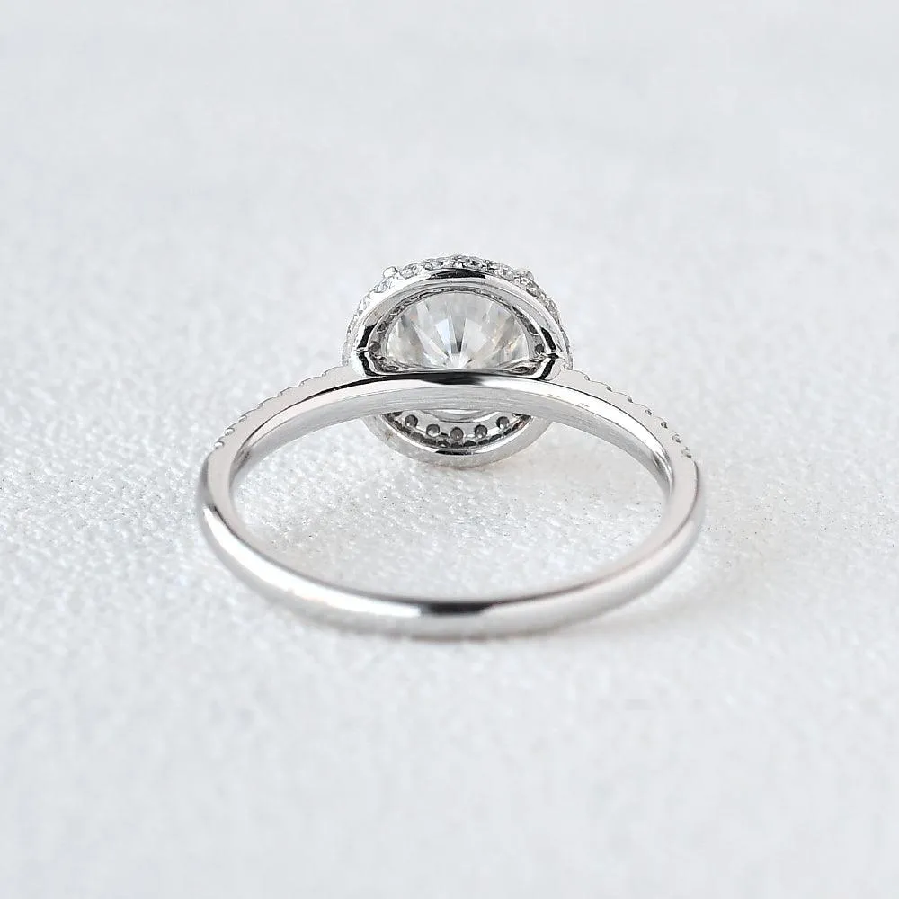 1.0ct Aura Round Brilliant Moissanite Classic Halo Ring