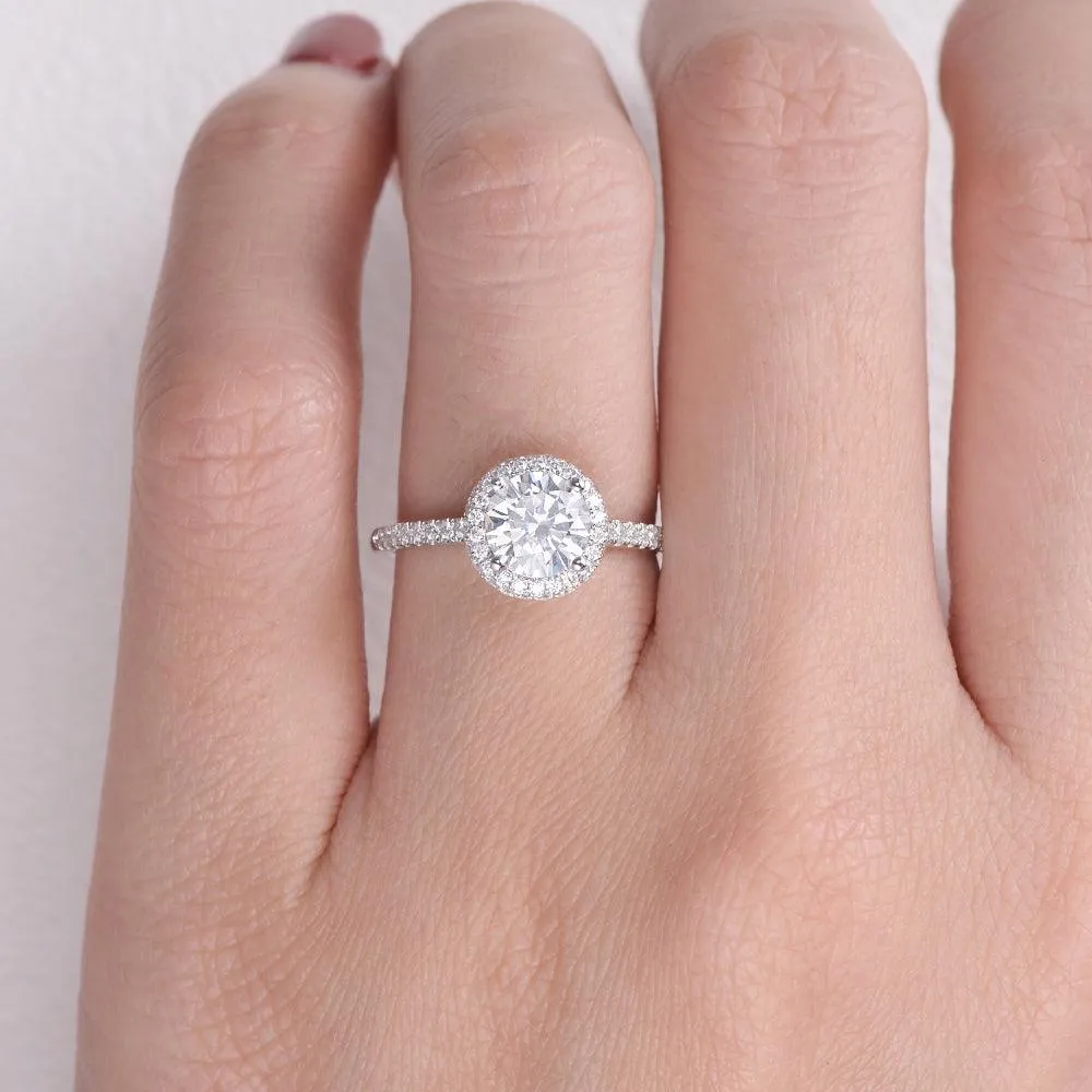 1.0ct Aura Round Brilliant Moissanite Classic Halo Ring