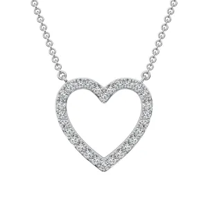 10K White Gold 1/2 Ct.Tw. Diamond Heart Necklace