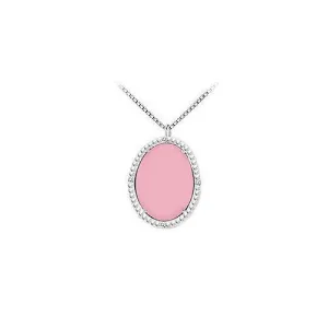 10K White Gold Pink Chalcedony and Diamond Pendant 15.08 CT TGW