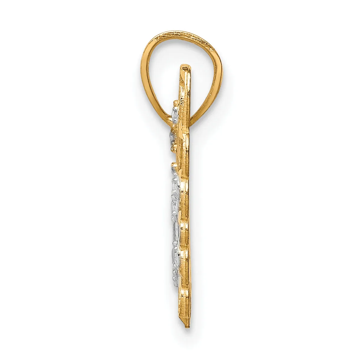 10K Yellow Gold Butterfly Pendant with Rhodium Accents Polished Finish