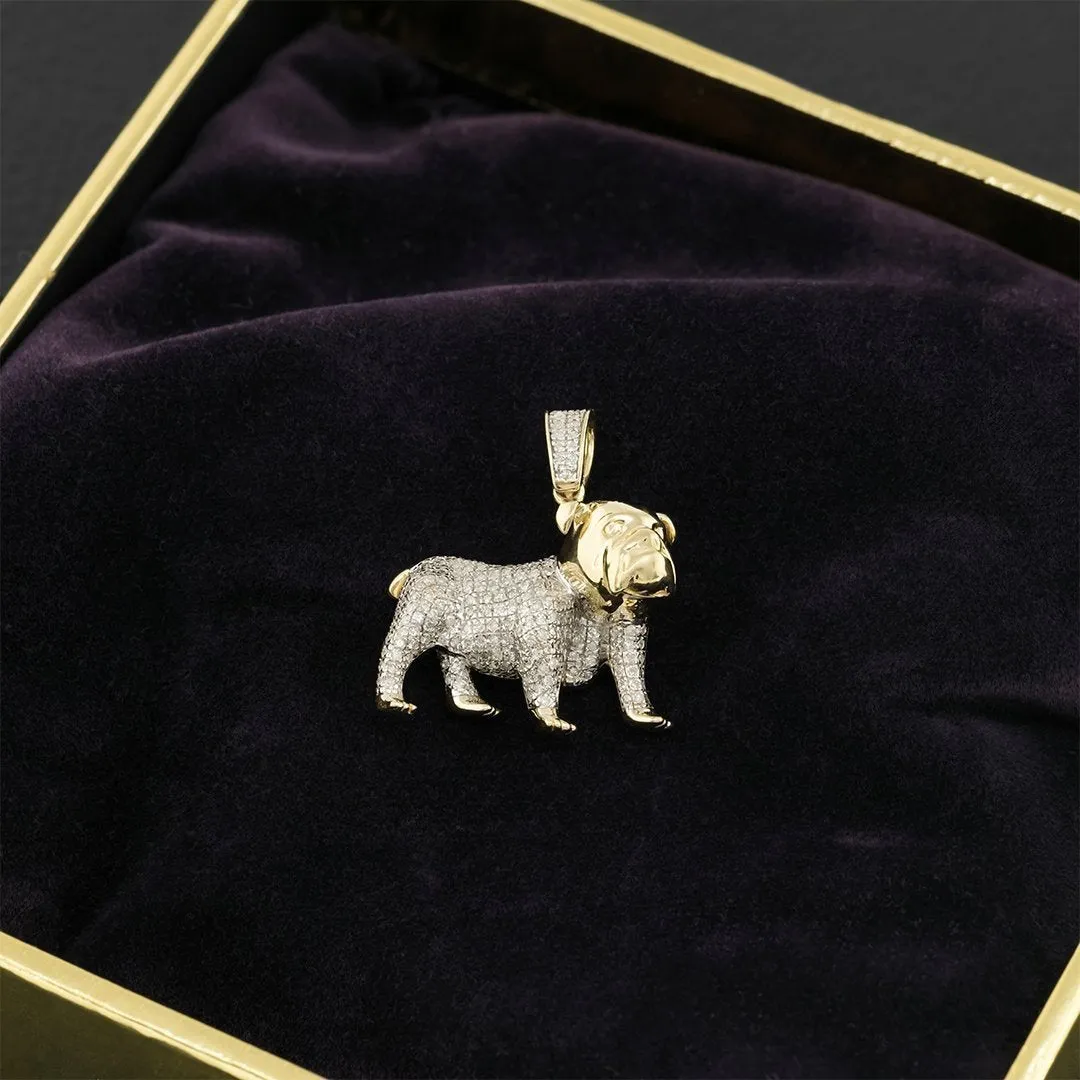 10k Yellow Gold Diamond Dog Pendant 0.40 Ctw