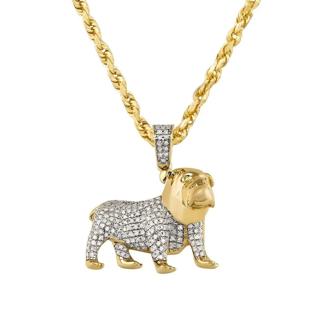 10k Yellow Gold Diamond Dog Pendant 0.40 Ctw