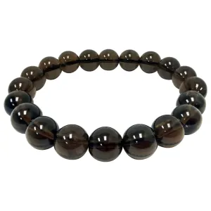 10mm Smoky Quartz Round Bead Unisex Handmade Stretch Bracelet