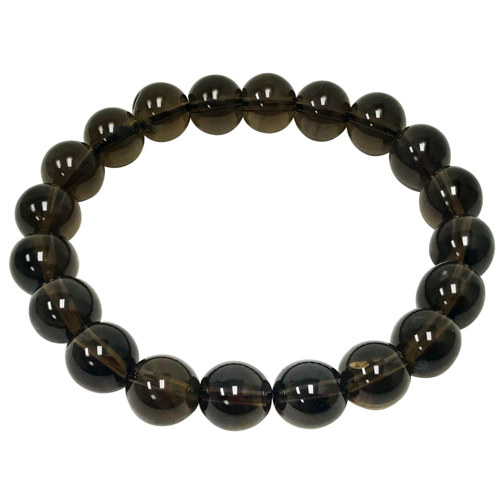 10mm Smoky Quartz Round Bead Unisex Handmade Stretch Bracelet