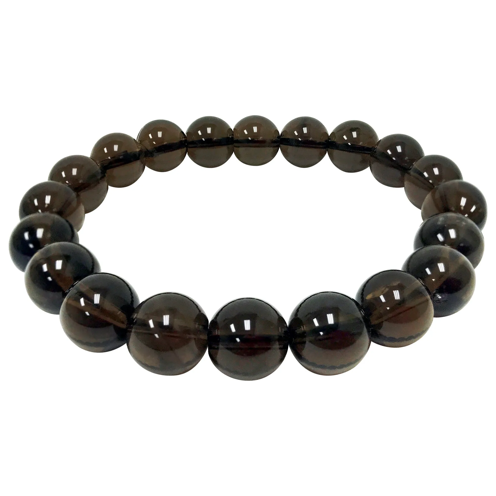 10mm Smoky Quartz Round Bead Unisex Handmade Stretch Bracelet