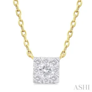 1/10 ctw  Lovebright Petite Square Shape Round Cut Diamond Fashion Pendant With Chain in 10K Yellow Gold