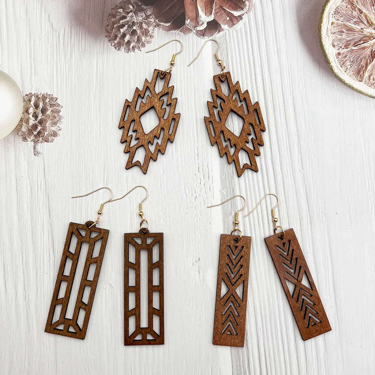 12 Pairs Bohemian Leaf Earrings Set | Geometric Dangle Earrings | Holiday Fashion