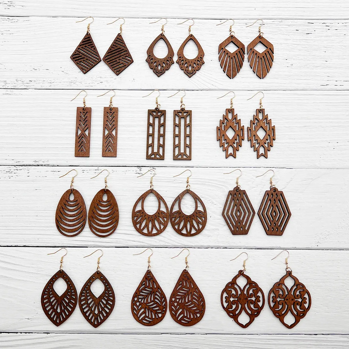 12 Pairs Bohemian Leaf Earrings Set | Geometric Dangle Earrings | Holiday Fashion