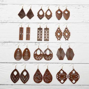 12 Pairs Bohemian Leaf Earrings Set | Geometric Dangle Earrings | Holiday Fashion