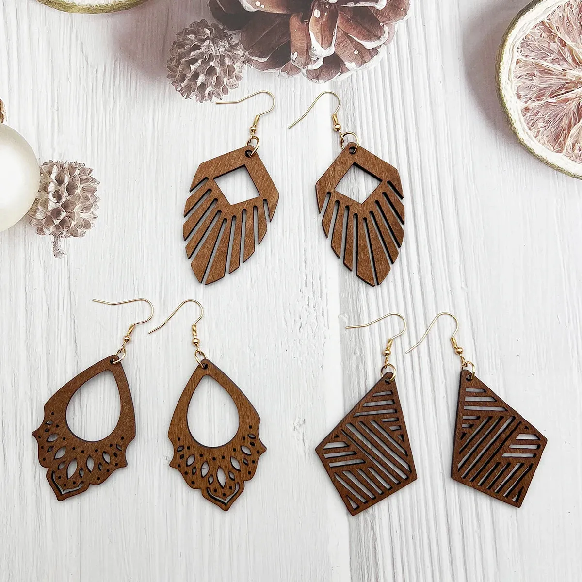 12 Pairs Bohemian Leaf Earrings Set | Geometric Dangle Earrings | Holiday Fashion