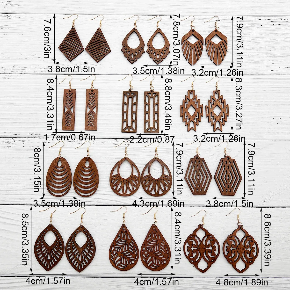 12 Pairs Bohemian Leaf Earrings Set | Geometric Dangle Earrings | Holiday Fashion