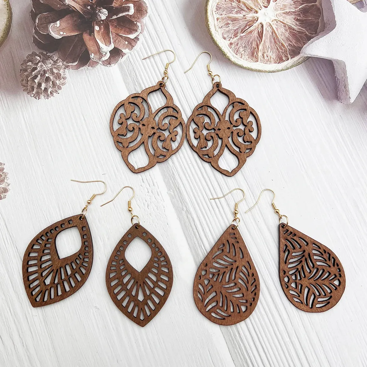 12 Pairs Bohemian Leaf Earrings Set | Geometric Dangle Earrings | Holiday Fashion