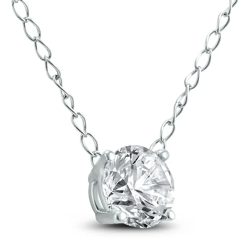 1/4 Carat Floating Round Diamond Solitaire Necklace in 14K White Gold