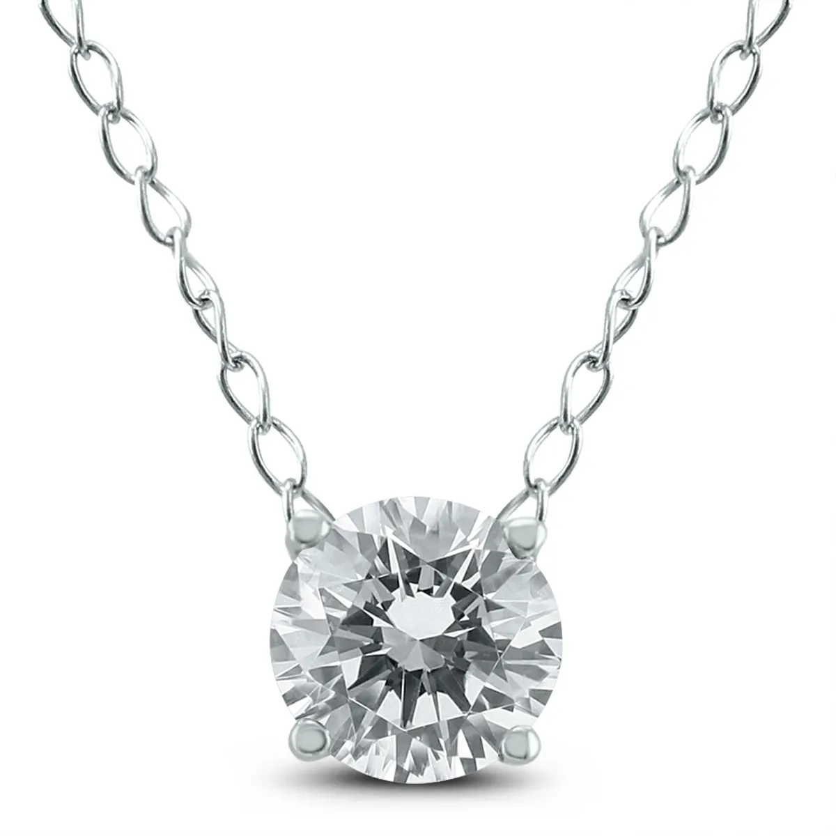 1/4 Carat Floating Round Diamond Solitaire Necklace in 14K White Gold