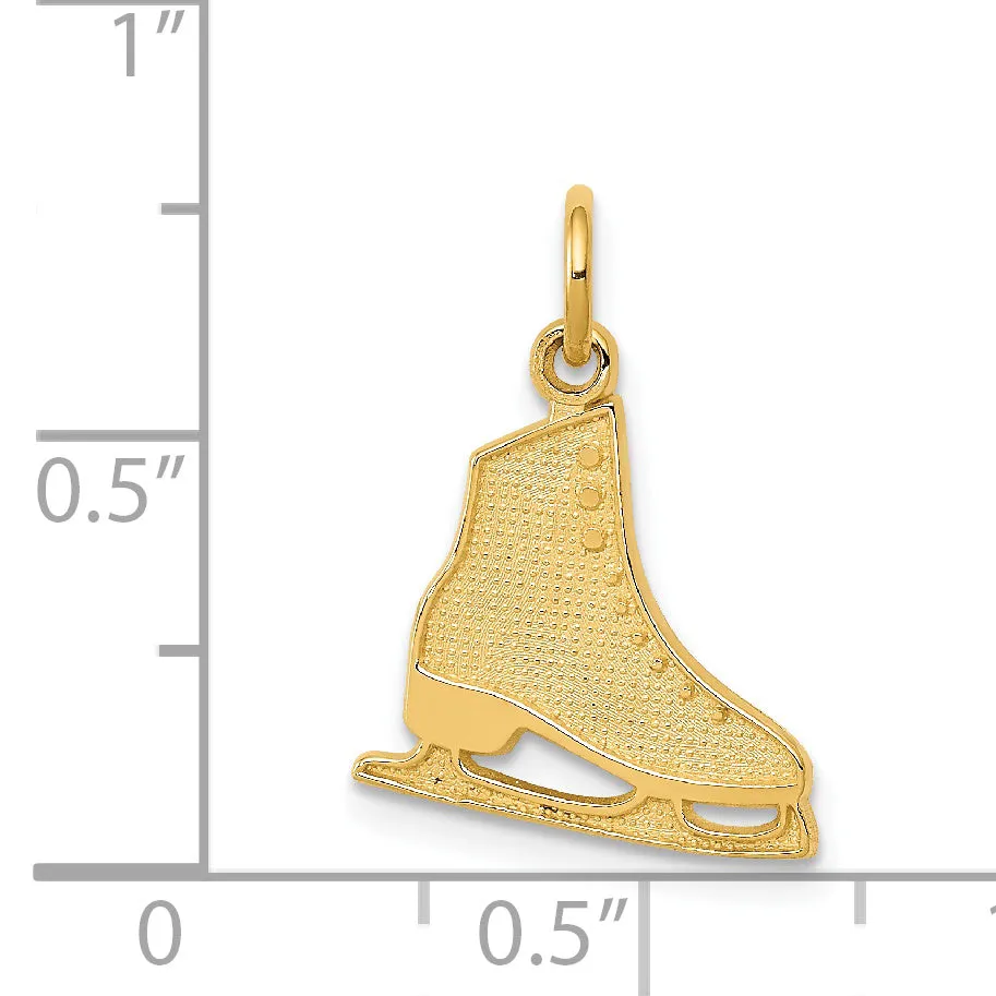 14K Gold Figure Skate Pendant with Polished Textured Finish Sophia Jewelers
