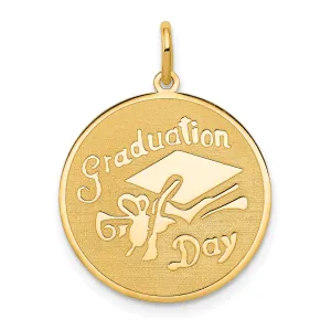 14K Gold Graduation Day Disc Charm with Flat Back Design
