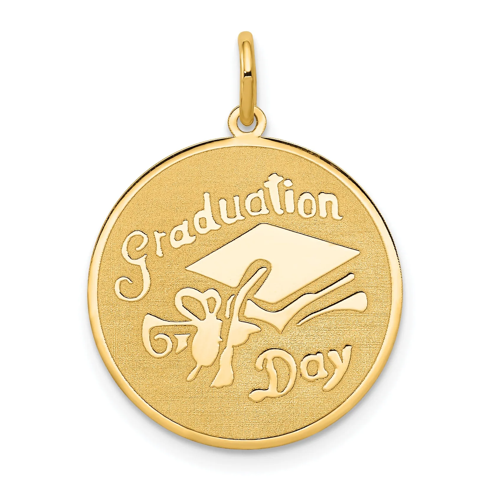 14K Gold Graduation Day Disc Charm with Flat Back Design