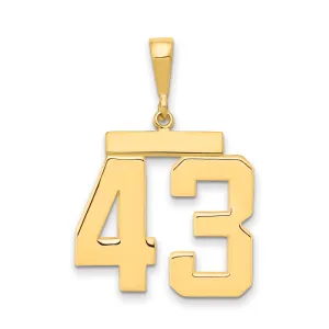 14K Gold Large Polished Number 43 Charm by Sophia Jewelers