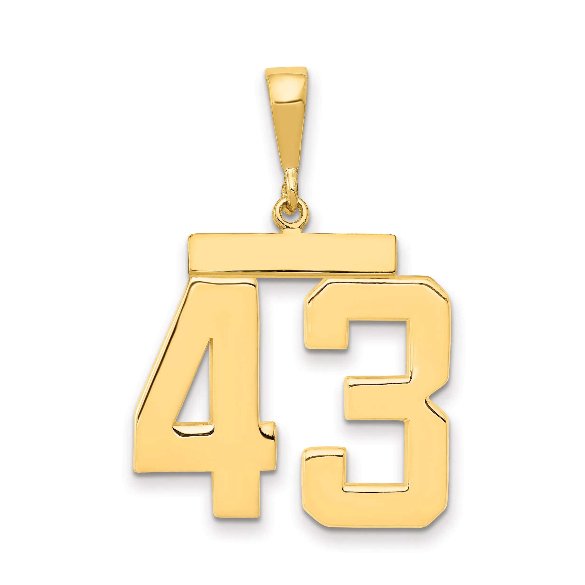 14K Gold Large Polished Number 43 Charm by Sophia Jewelers