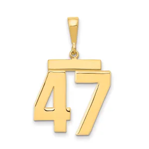 14K Gold Large Polished Number 47 Charm  Elegant Themed Pendant
