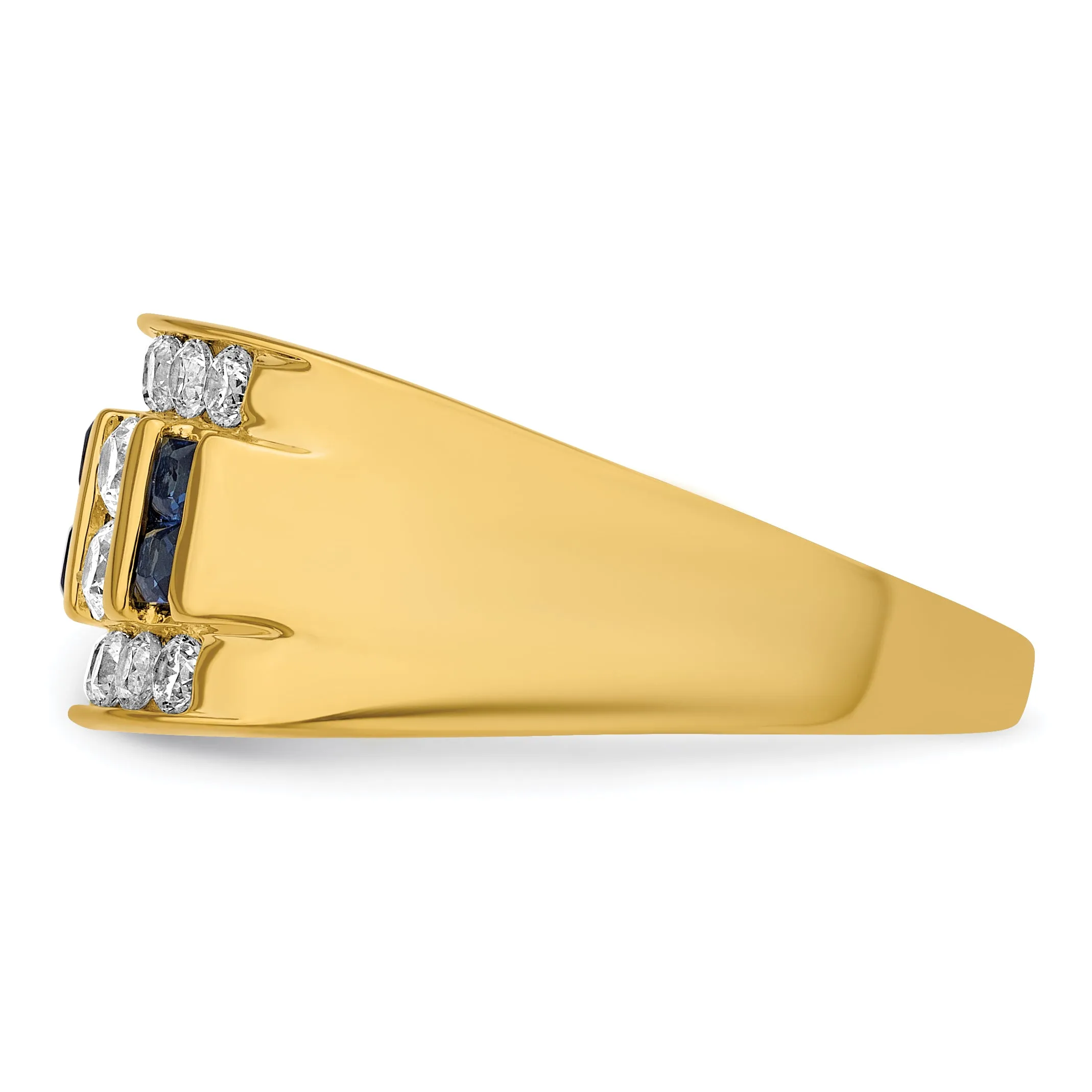 14K Men's Created Sapphire Complete Lab Grown VS/SI FGH Diamond Ring