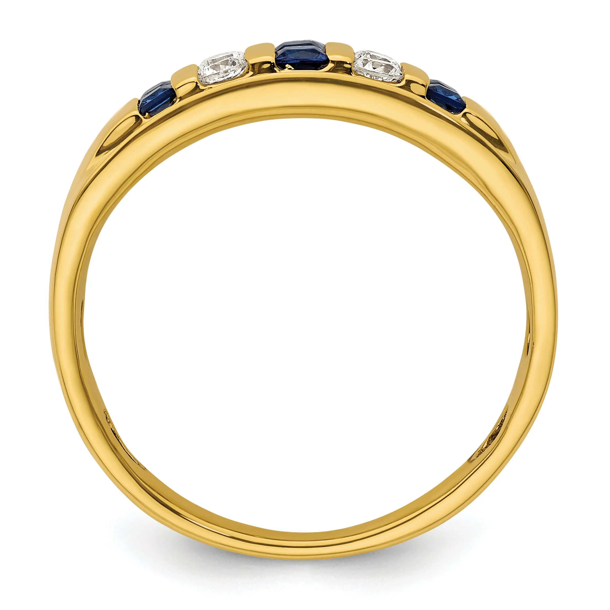 14K Men's Created Sapphire Complete Lab Grown VS/SI FGH Diamond Ring